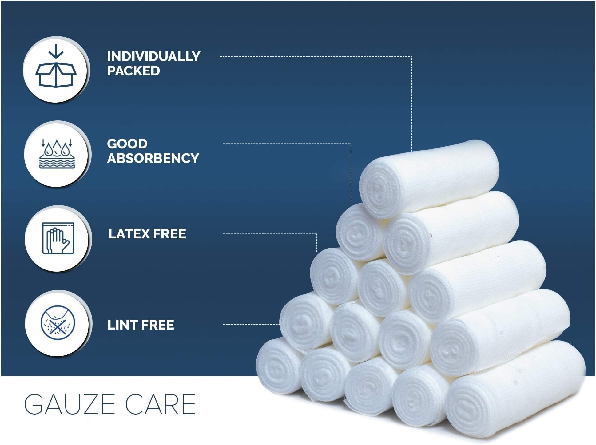 Gauze Care Rolls Pack of 24 – Premium Quality Lint and Latex-Free 4 inches x 4.1 Yards Conforming Stretch Bandages Designed for Effective Wound & Comfort - Ideal for use as a Mummy wrap