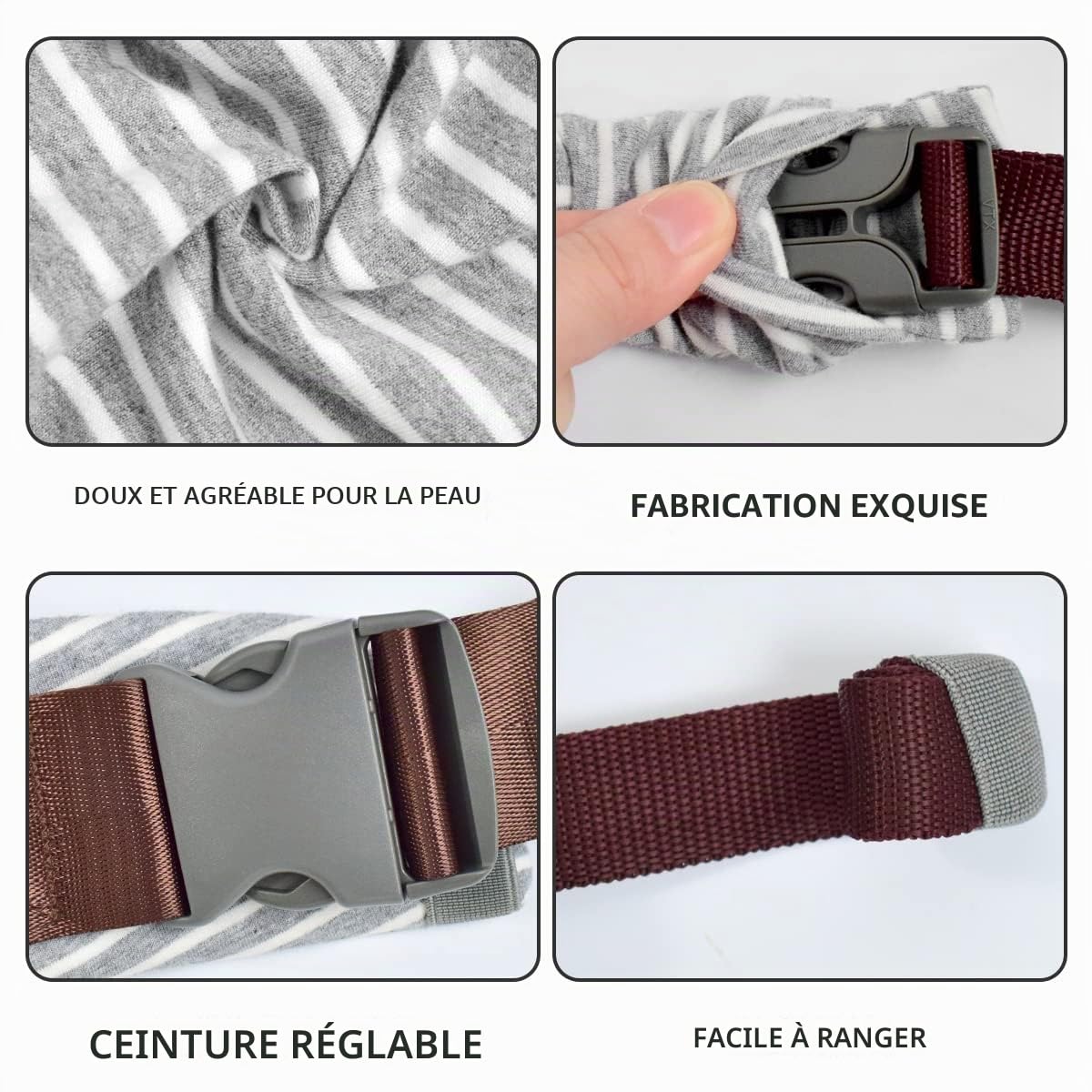 Porte-bébé pour nouveau-né dès la naissance, extra doux, porte-bébé, ergonomique, gris rayé