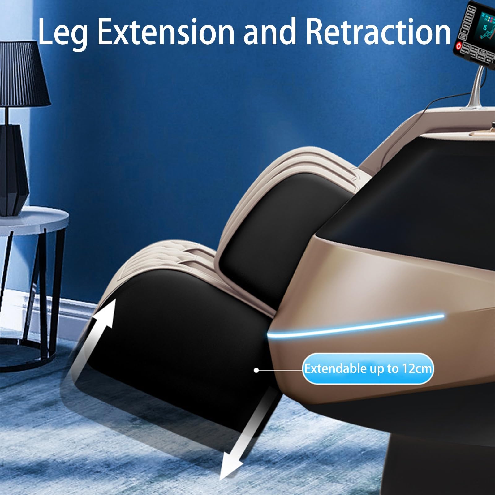 Poltrona Massaggiante 4D, Con Controllo Vocale Intelligente, Estensioni Per Le Gambe Riscaldate E Regolabili In Vita Modalità Yoga Thai Stretching E Pelle Facile Da Pulire