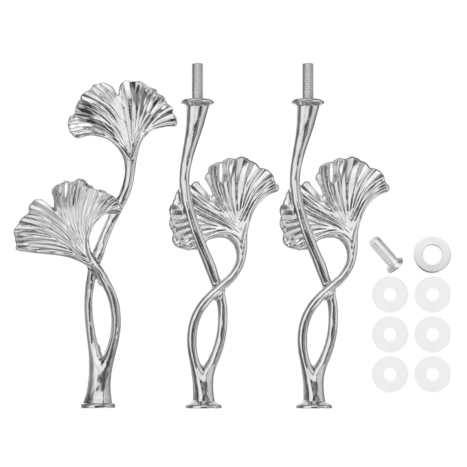 uxcell 3 Tiers Cake Tray Stand Handle Metal Cake Stands Holder Cupcake Dessert Plate Hardware Fitting Holder Rod Stand Handle for Wedding Party Festival Cake Plate, Silver (Flower)