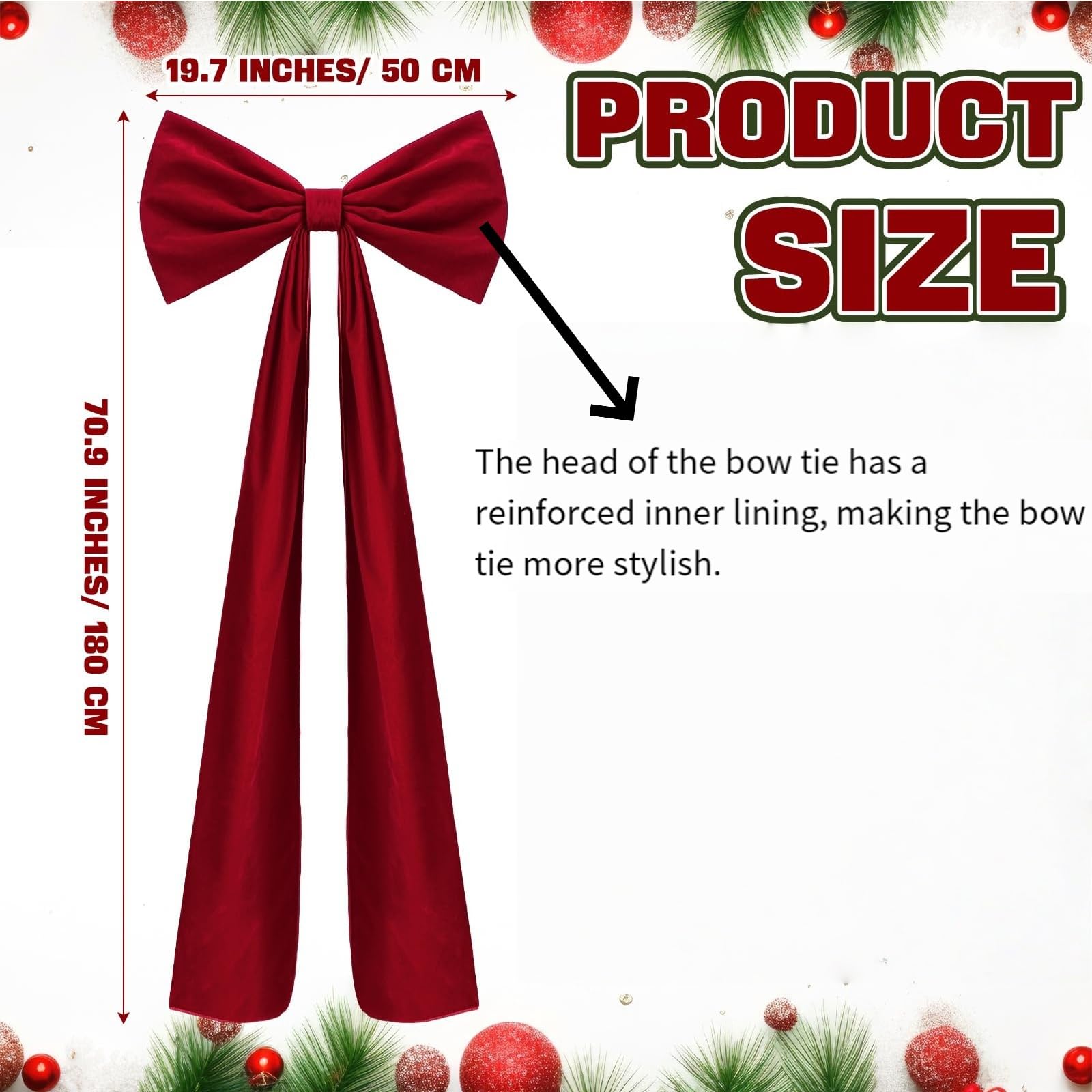 Grand nœud en tissu polyester doux pour décoration de sapin de Noël pour porte d'entrée, couronne, cheminée, emballage de mariage, grand nœud de Noël