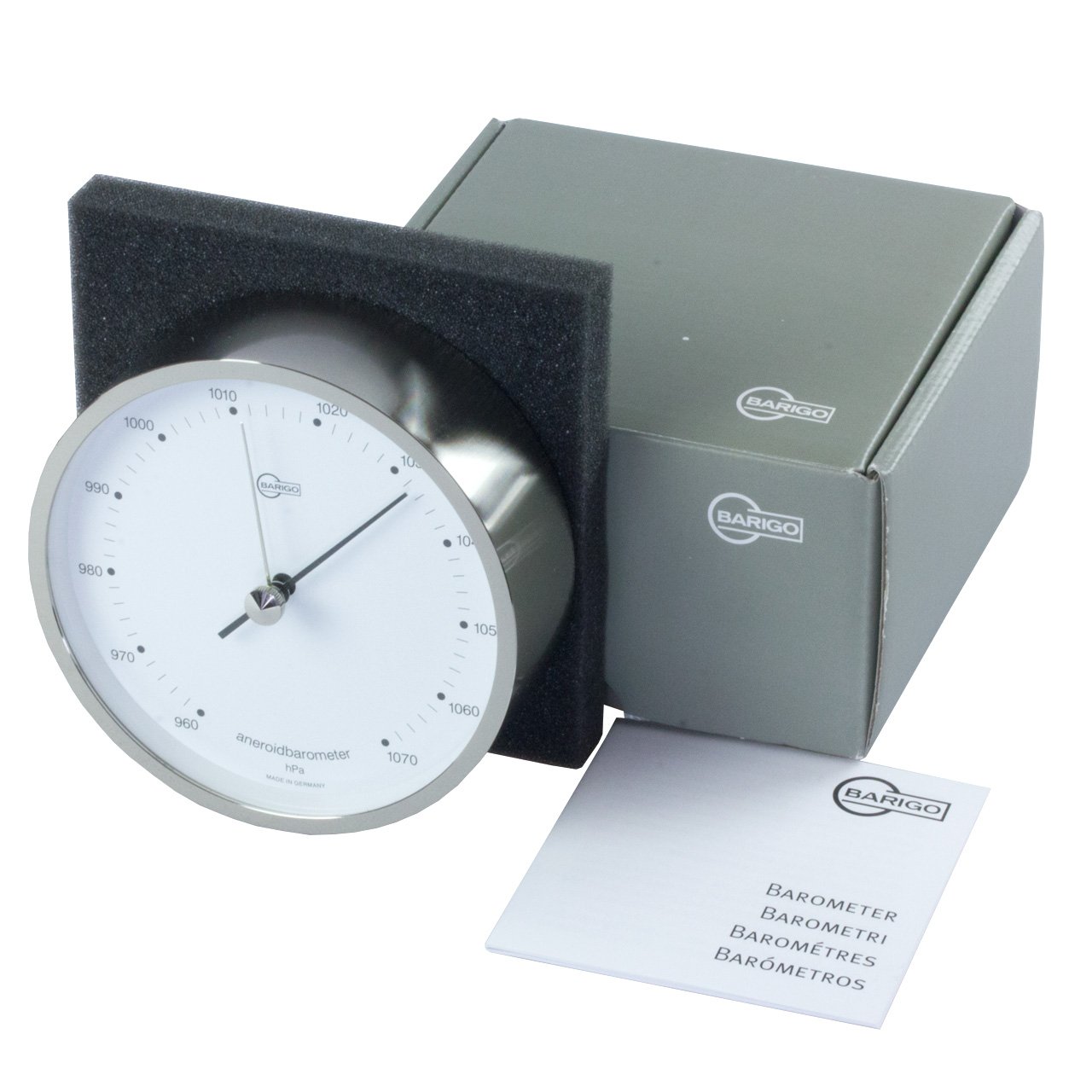 Barigo 101 - Barometro da tavolo in ottone nichelato, 104 mm
