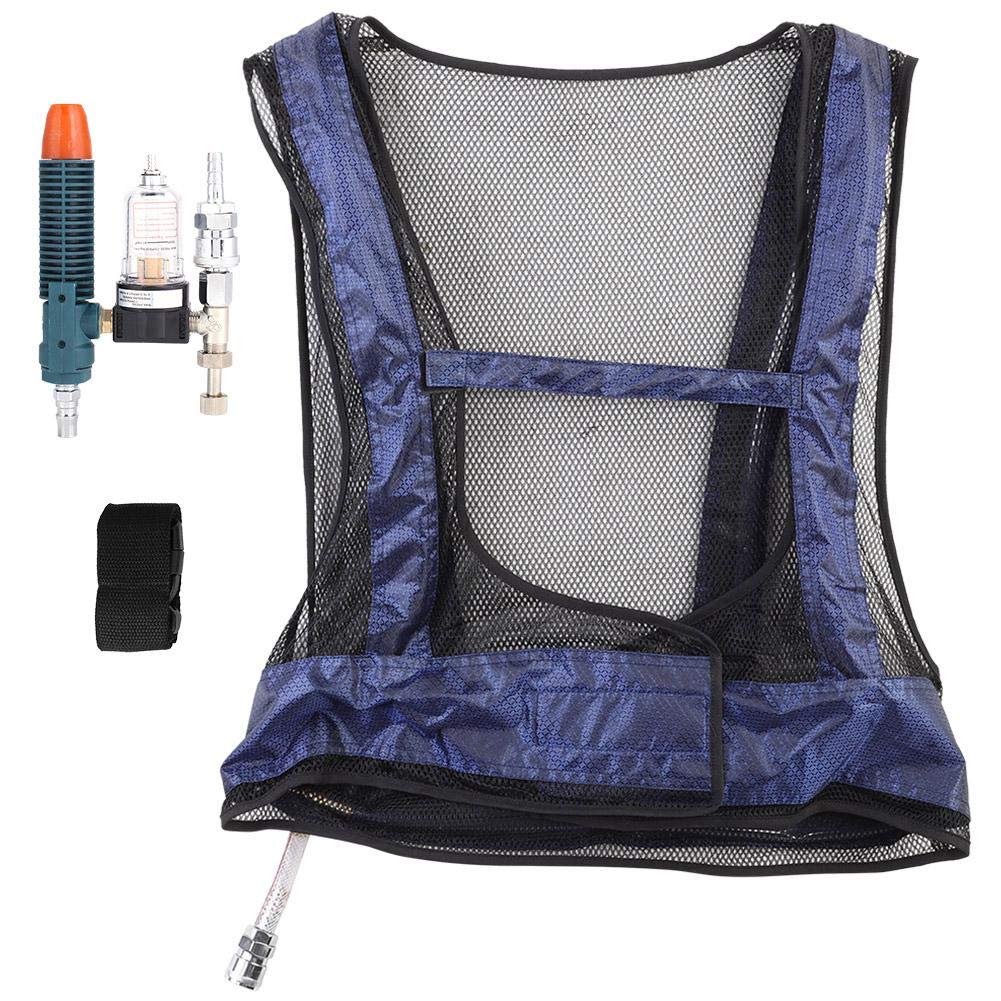 Blue Cotton Oxford Air Conditioner Waistcoat, Men's Adults Vest, M, 33 inches, V-Neck, Zipper, Loose Fit-image-3