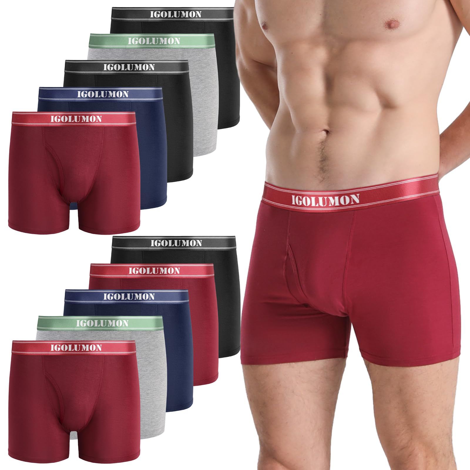 IGOLUMON Bambú Calzoncillos Hombre Boxer Paquete de 6 Unidades Transpirables Ropa Interior de bambú Suaves Deportivos no rasguñan la Piel