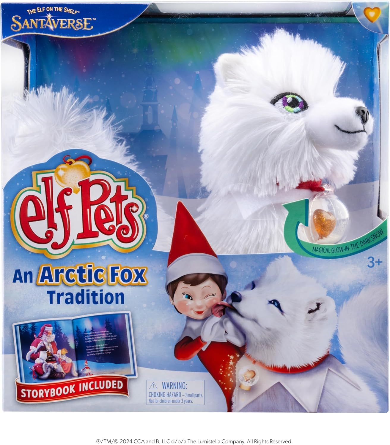 Cefa Toys - Elf On The Shelf: Elf Pets Zorro Ártico – Cuento Y Peluche En Español, Incluye Bola De Nieve Mágica
