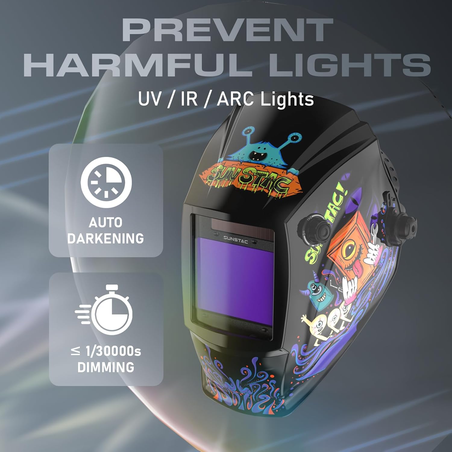 Welding Helmet with Auto Darkening Large Viewing Screen 3.94"X3.27" True Color Solar Power, 4 Arc Sensor Wide Shade 4/5-9/9-13 for STICK/MIG/TIG/CUT - Image 2