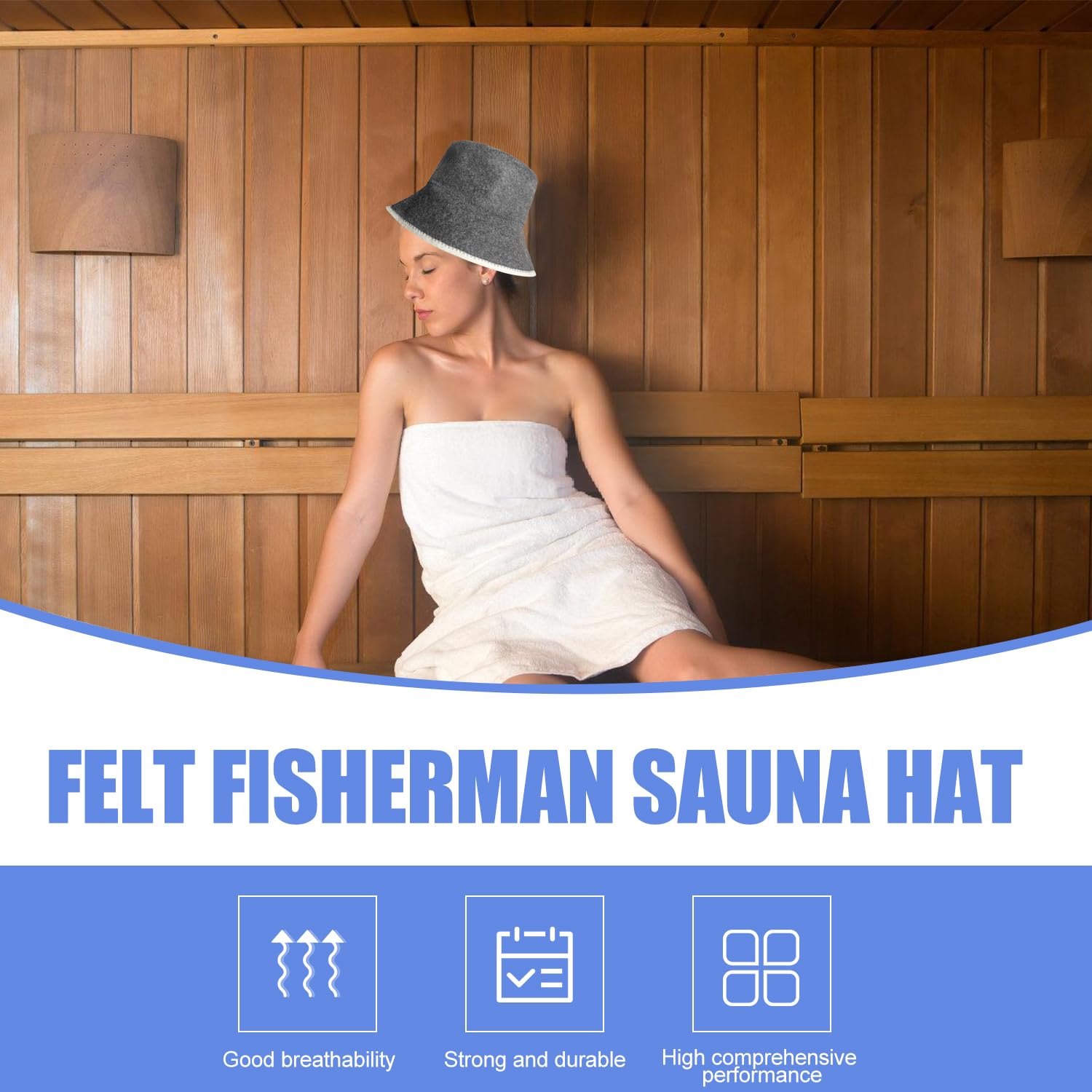 Saunahut Aus Wollfilz: 2 Stück Filz-Badehut Saunahut, wasserabsorbierender Filz-Saunahut, Sauna Kappe Unisex, Sauna Filzhut Atmungsaktiv, Saunahüte für längere Sauna, Badehaus