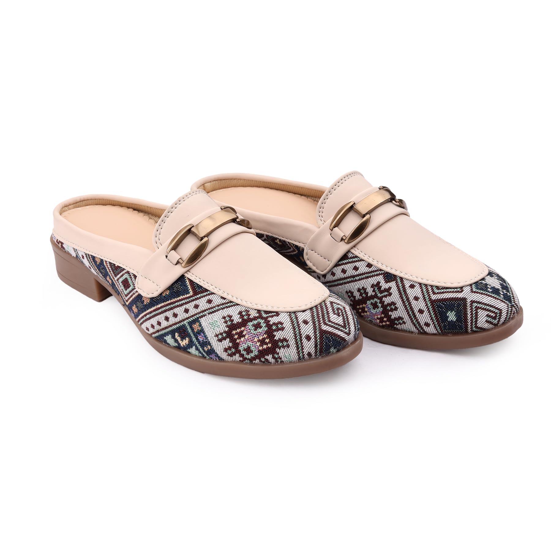 yuvrato baxi Women's Semi-Formal Open Back Mules and Faux Leather Slip-On Loafers with Printed Design and TPR Sole.-picture-36
