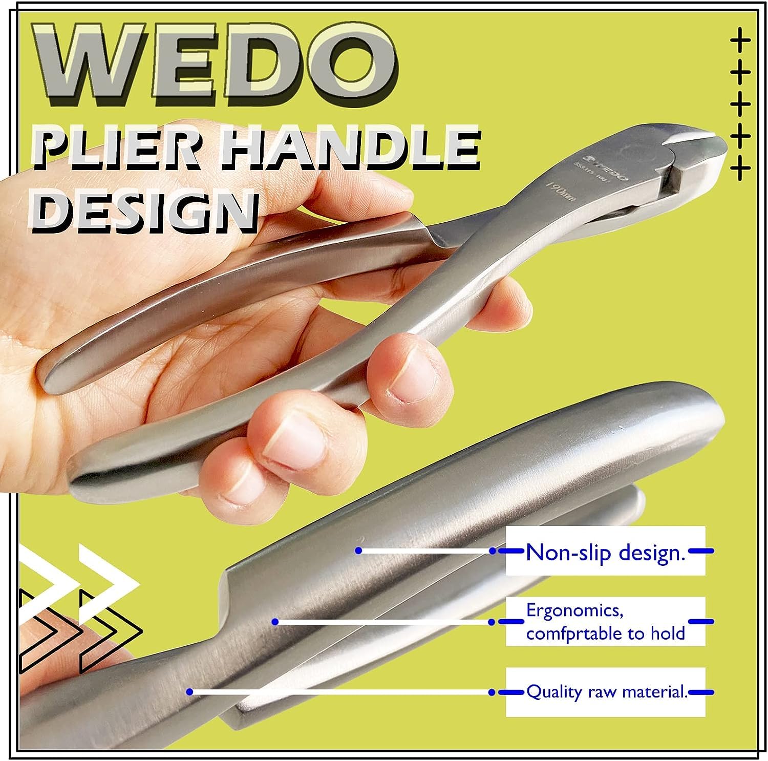 WEDO Seitenschneider 190mm, Edelstahl Präzisionsschneidzange, Präzisionsschneidzange, Drahtschneider, korrosionsbeständig, für weiche Drähte, Lichtwellenleiter, Kabel und Kupferdraht