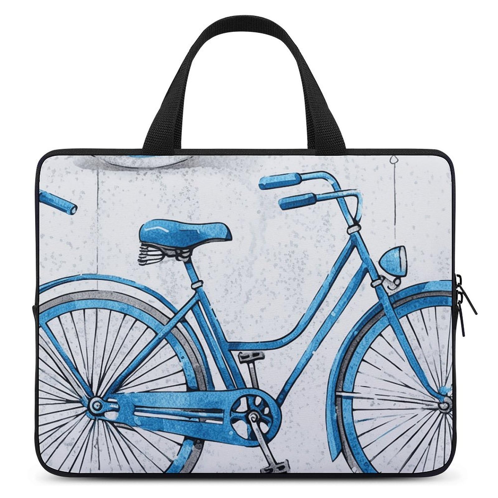 Blu Bicicletta Laptop Sleeve Ultra-sottile, impermeabile, 13 pollice Laptop Borse, Portatile Protettivo Computer Bag con Cinghia da Mano
