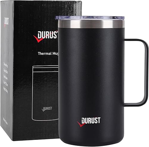 Miniatura 3 de Taza de café de viaje de doble pared de acero inoxidable 24 oz (negro)