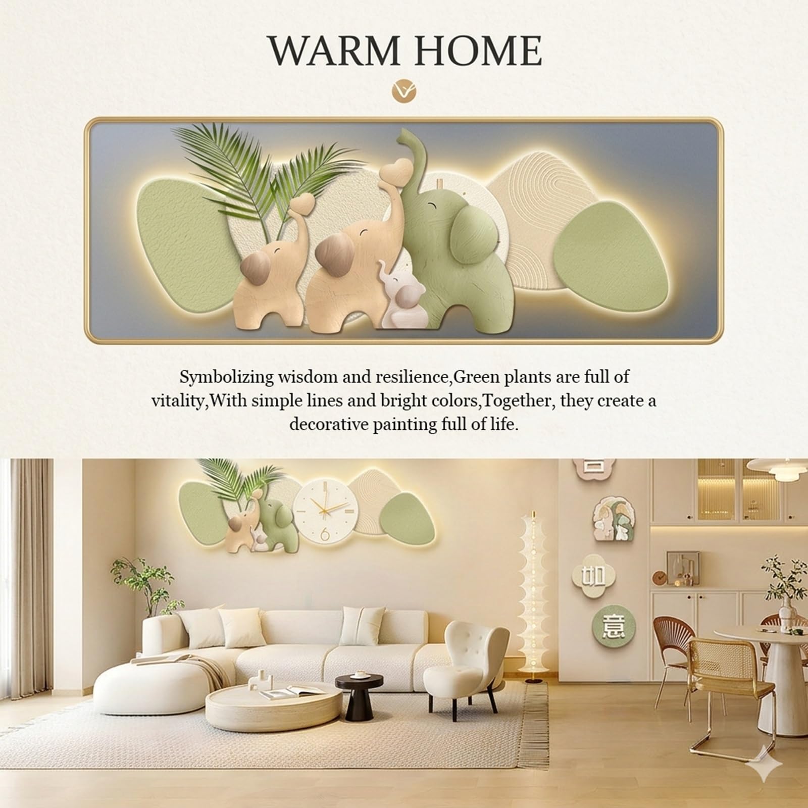 Orologio da parete decorativo, orologio 3D silenzioso in acrilico con luce LED, scultura da parete per soggiorno, cucina, ingresso, camera da letto, ufficio, sala da pranzo