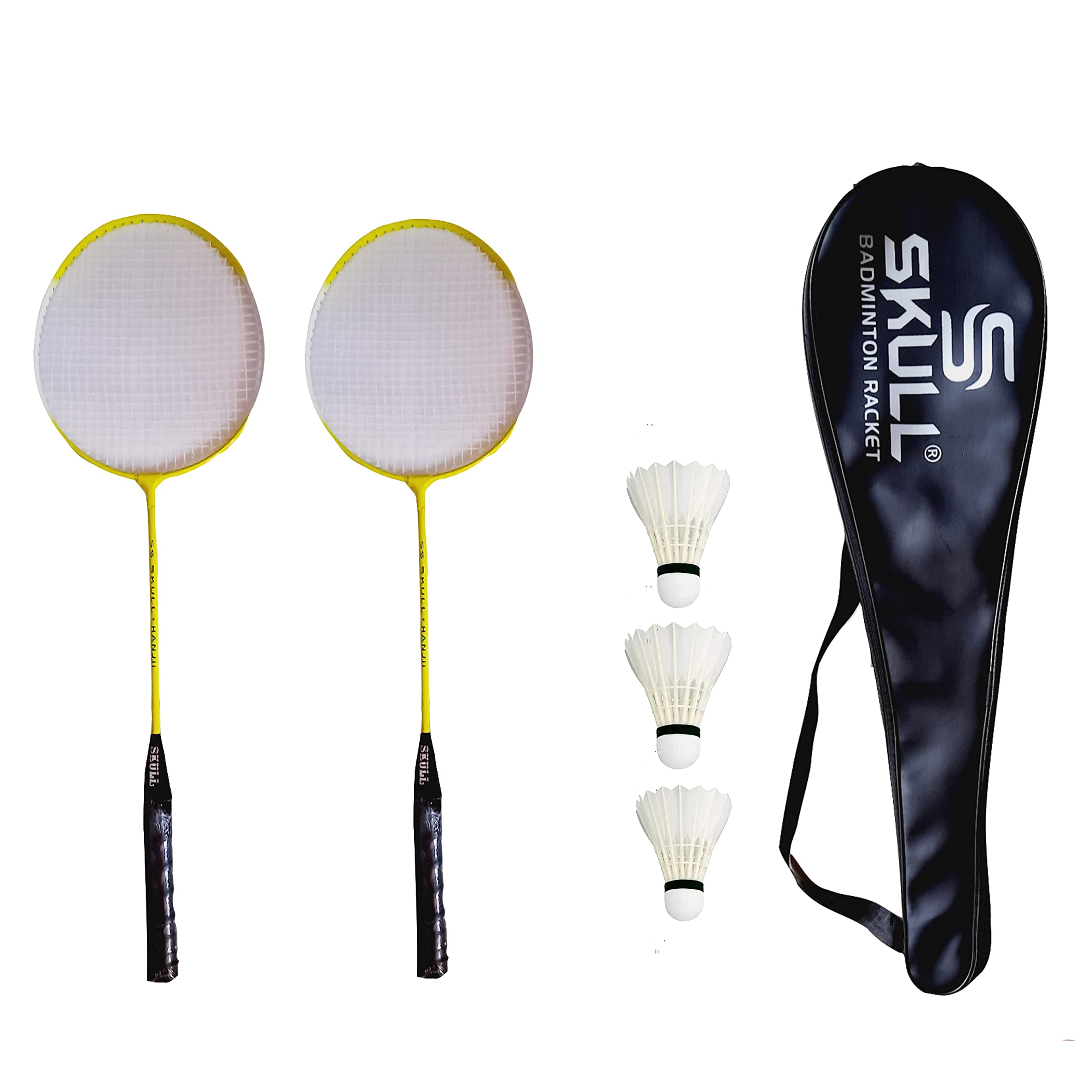 MORIKUS Aluminum Hanji Strung Badminton Racquet Set with Full Racquet Cover and 3 Pieces Feather Shuttles (Multicolor) (B09BQT87LT) Amazon Price History, Amazon Price Tracker