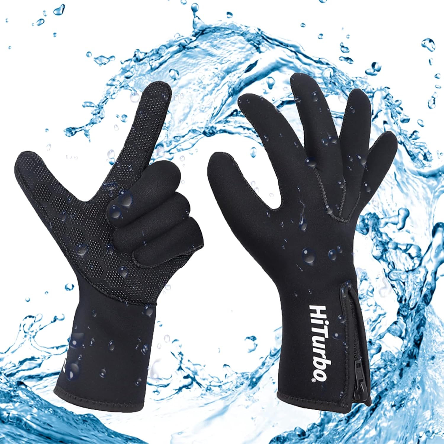 Hiturbo Diving Gloves, Wetsuit Neoprene Gloves 3.5mm, Scuba Thermal Anti-Slip Gloves for Diving,Surfing,Kayaking,Snorkeling,Boating : Sports & Outdoors