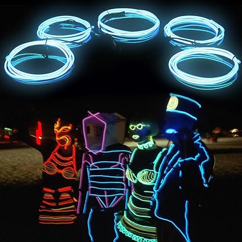 Cable EL, tira de luces de neón 5 en 1, tira de luces de neón que brilla para bricolaje, flexible, súper brillante, cortable, para fiestas,