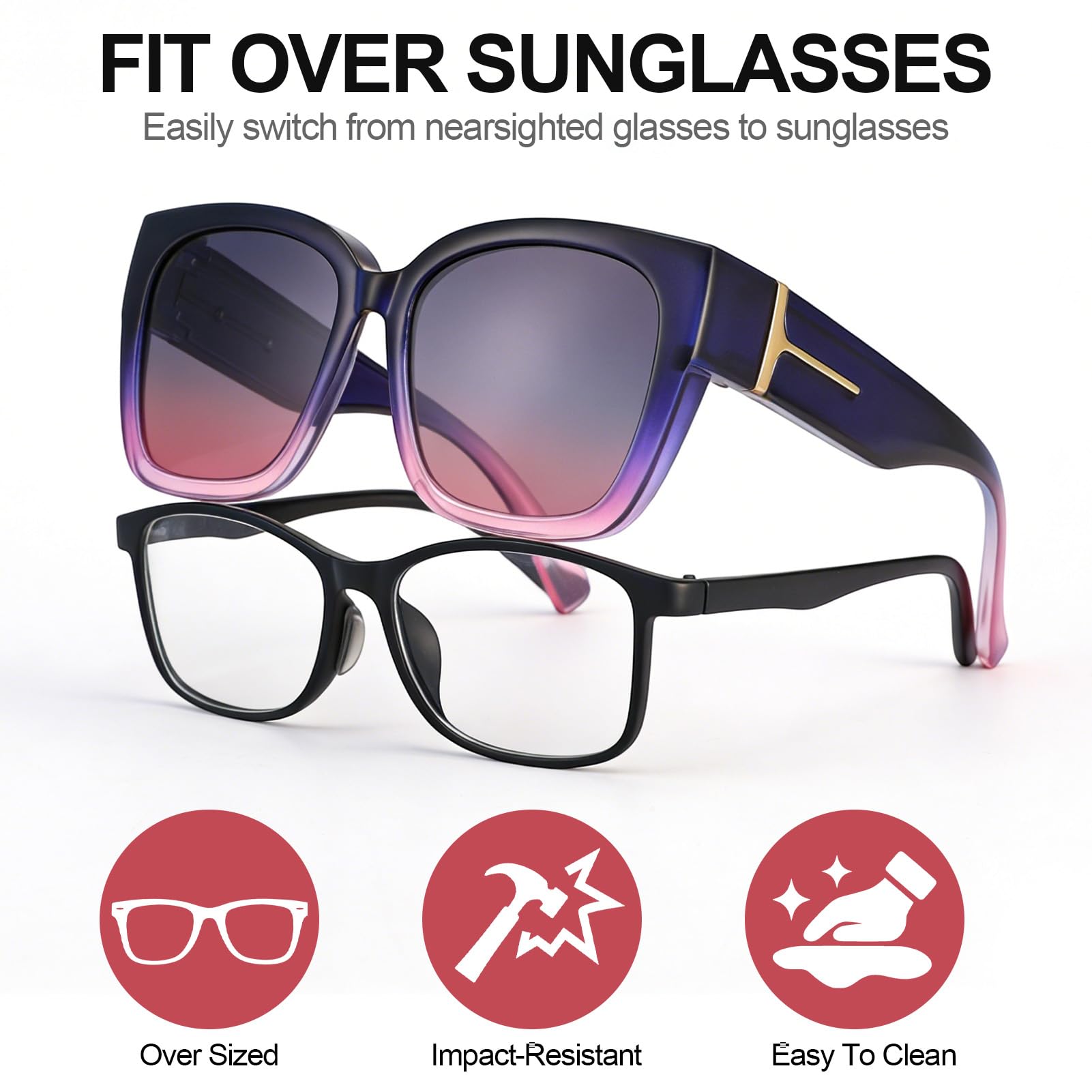 JATEBI 3er-Pack übergroße Brille Sonnenbrille für Frauen Männer polarisierte Passform über Sonnenbrillen UV400 Schutz