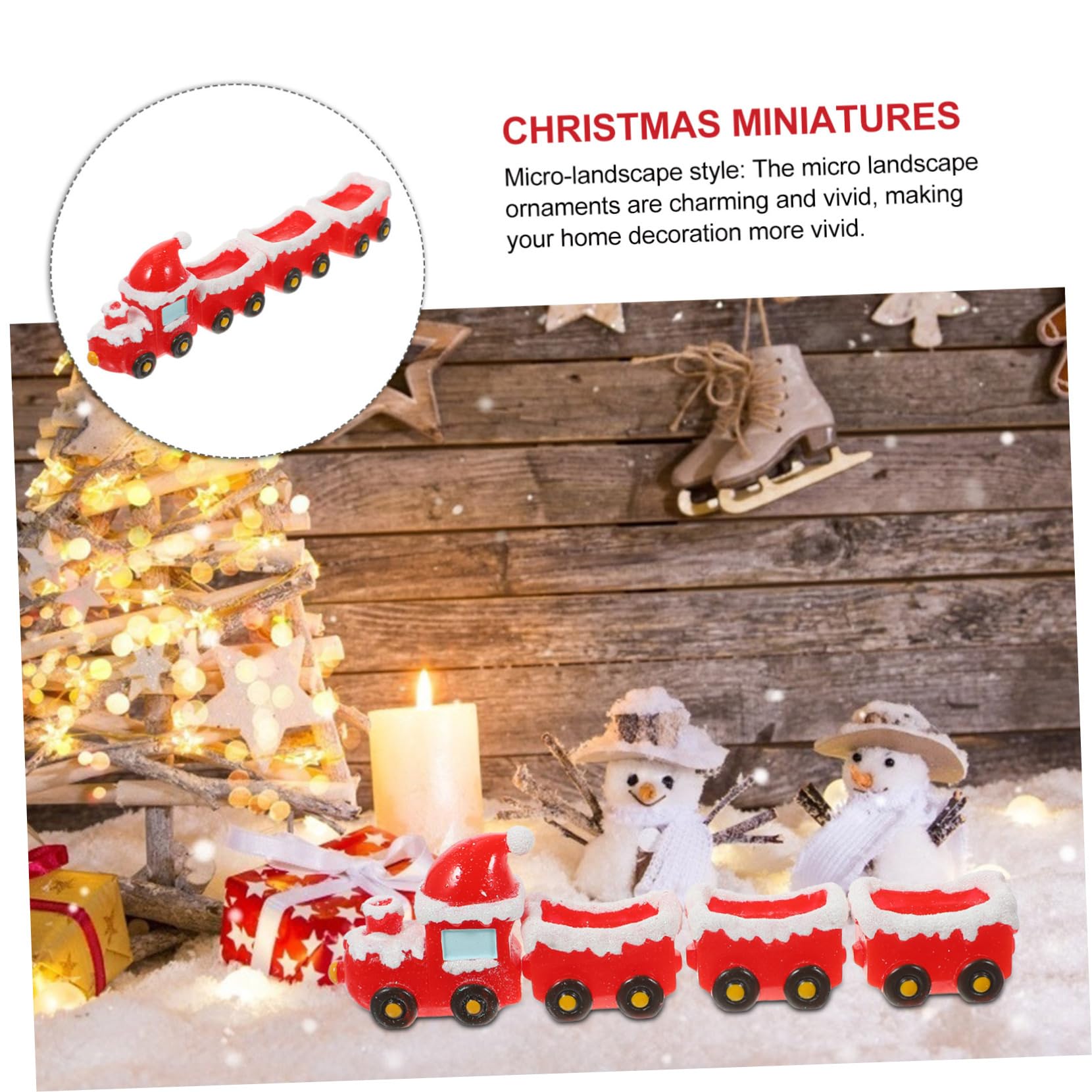 4 Set Di Ornamenti Per Treni Di Natale Scene Di Villaggio Natalizio Decorazioni Natalizie Statuette Accessori Decorazioni Natalizie Per Case Di Bambole In Miniatura Cervi