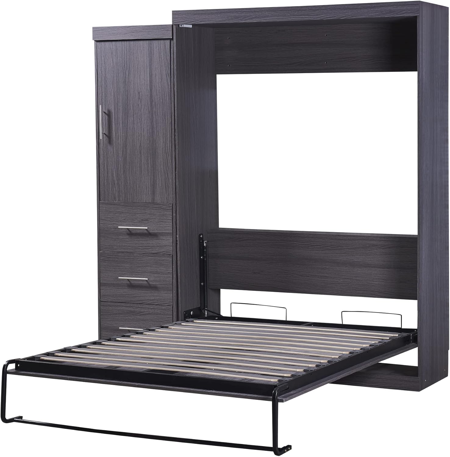 SOFTSEA Full Murphy Bed with Storage Wall Bed Wardrobe for Small Space