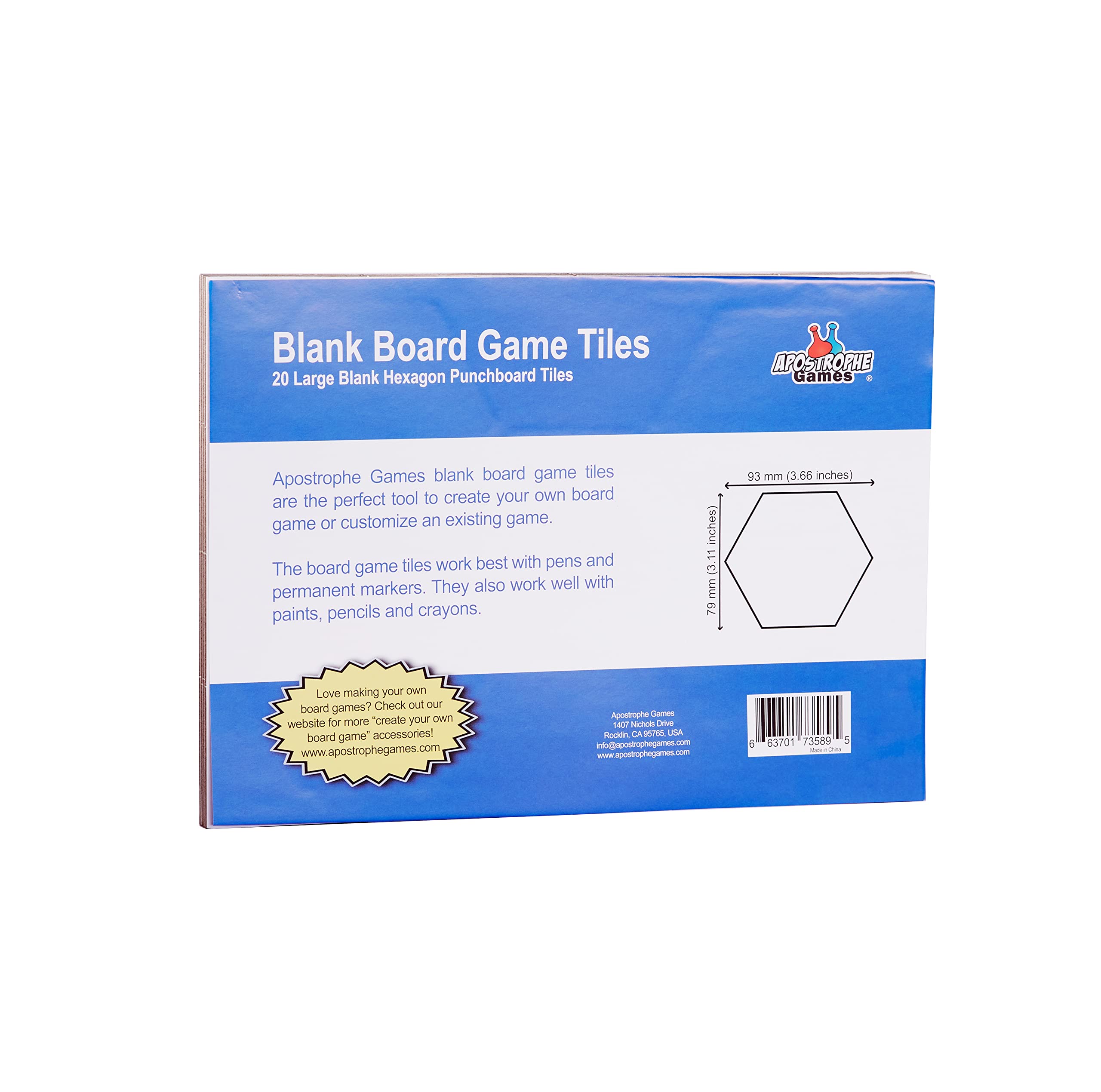 Amazon.com: Apostrophe Games Hexagon Board Game Tiles – 20Pcs Large Game  Board Pieces Blank Game Board Chits, Same Size as Settlers of Catan –  Create Your Own Custom Tiles : Toys & Games