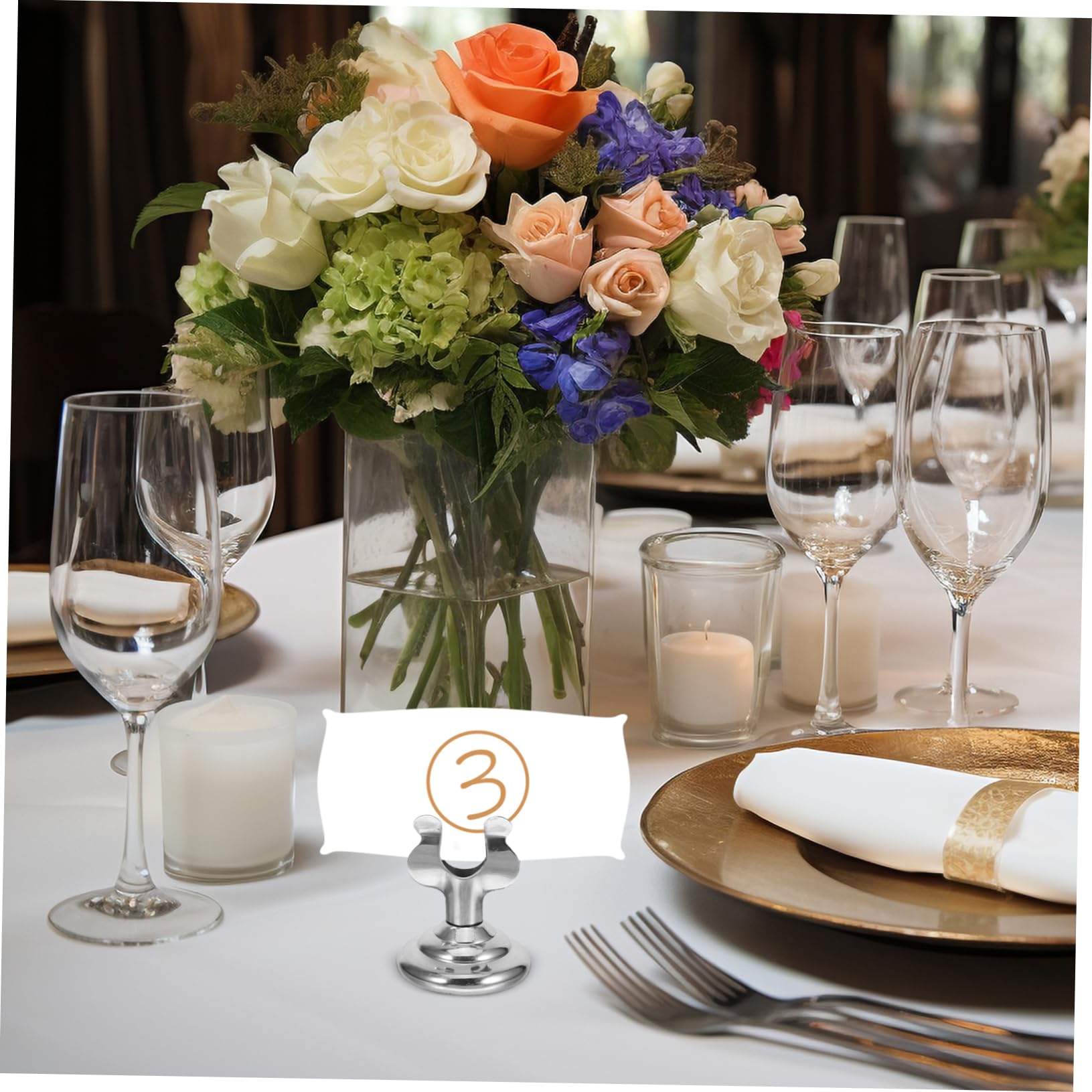 HOMSFOU 3 Series Titular Del Menú Titulares De Menú Suministros De Restaurantes Nombre Poseedor Soporte Para Menú De Acero Soporte De Mesa Titular De Lugar Soporte De Menú Plata 5 Piezas*3