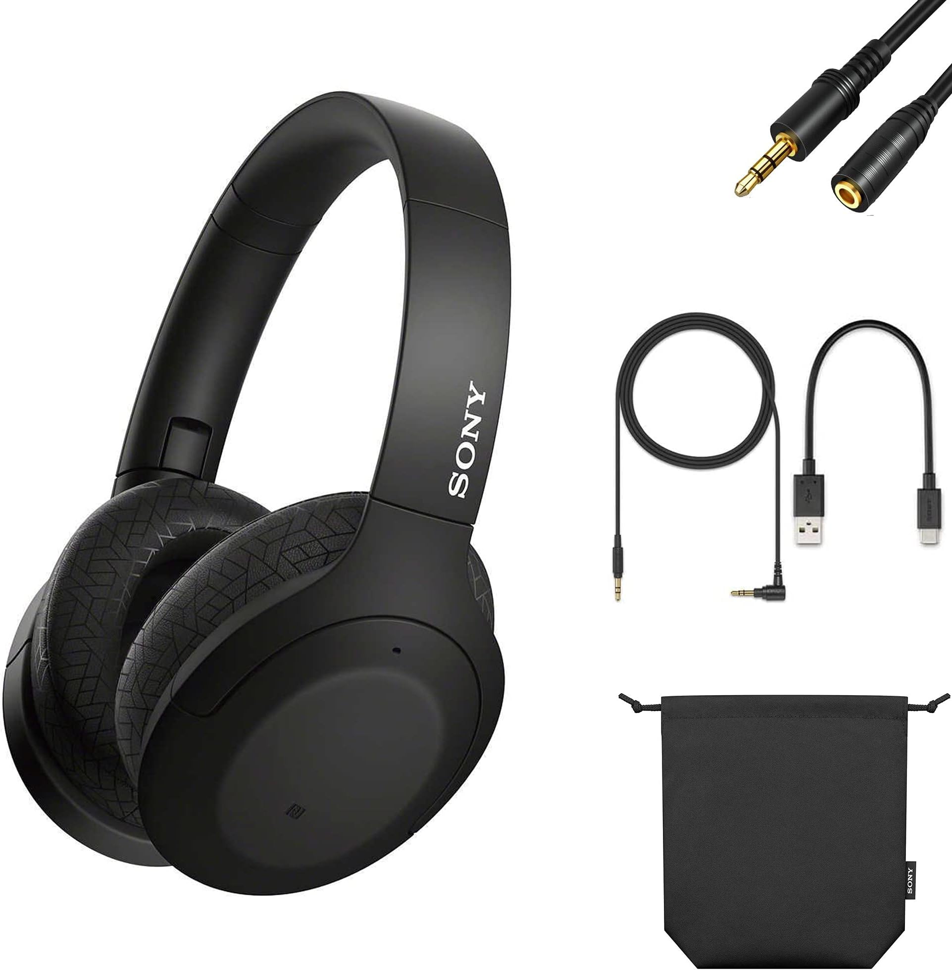 SONY - WH-H910N h.Ear on 3 Wireless Noise Canceling Over-The-Ear Bluetooth Dual Noise Cancellation Microphones High-Resolution Audio Earcups Stereophony Headphones - Black + Audio Extension