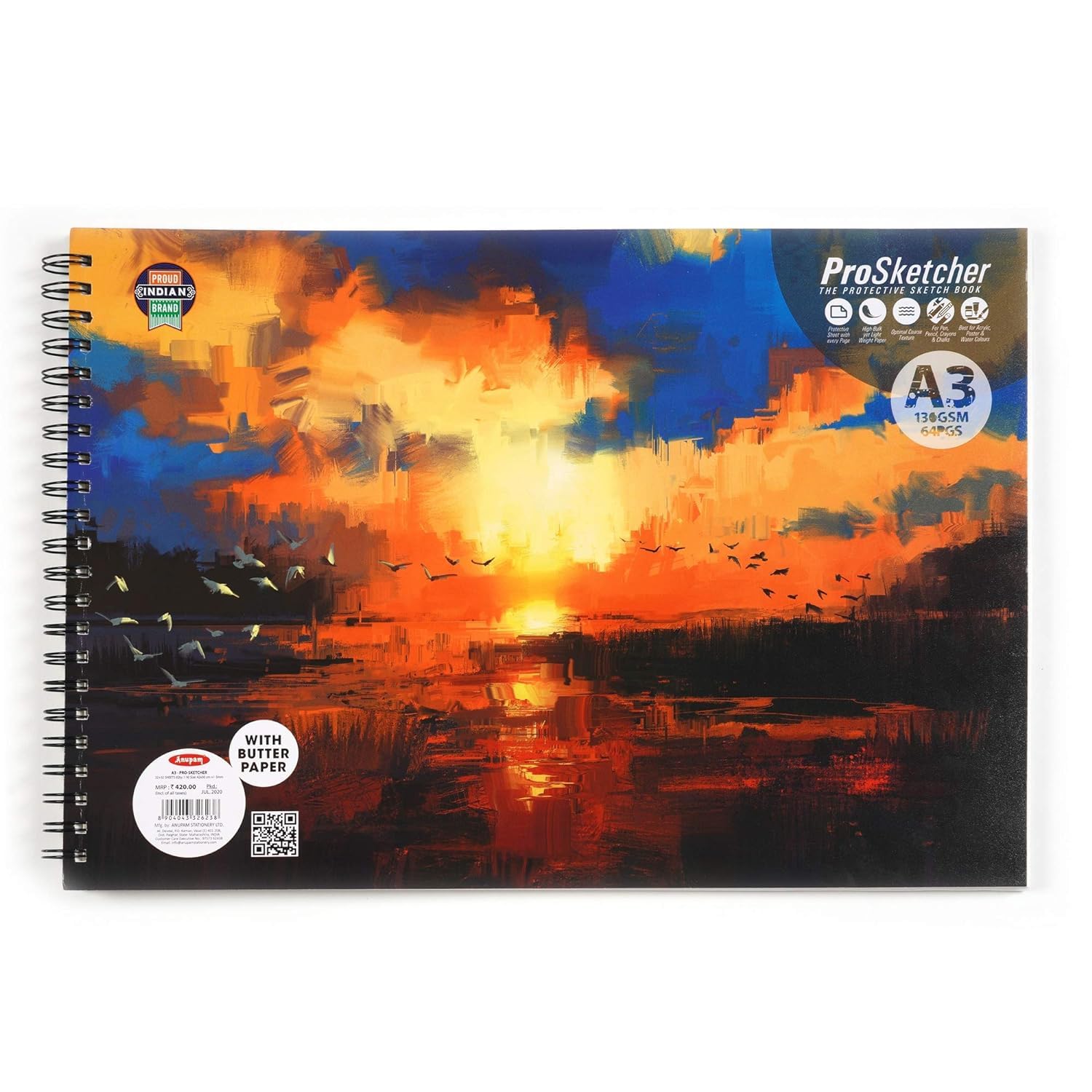 Anupam Pro Sketcher Drawing Book with Butter Paper Pages A3 Size Spiral-Bound Sketchpad 140 GSM for Artists, Kids & Professionals (32 Sheets, 64 Pages) (B0D4ZCQCP5) Amazon Price History, Amazon Price Tracker