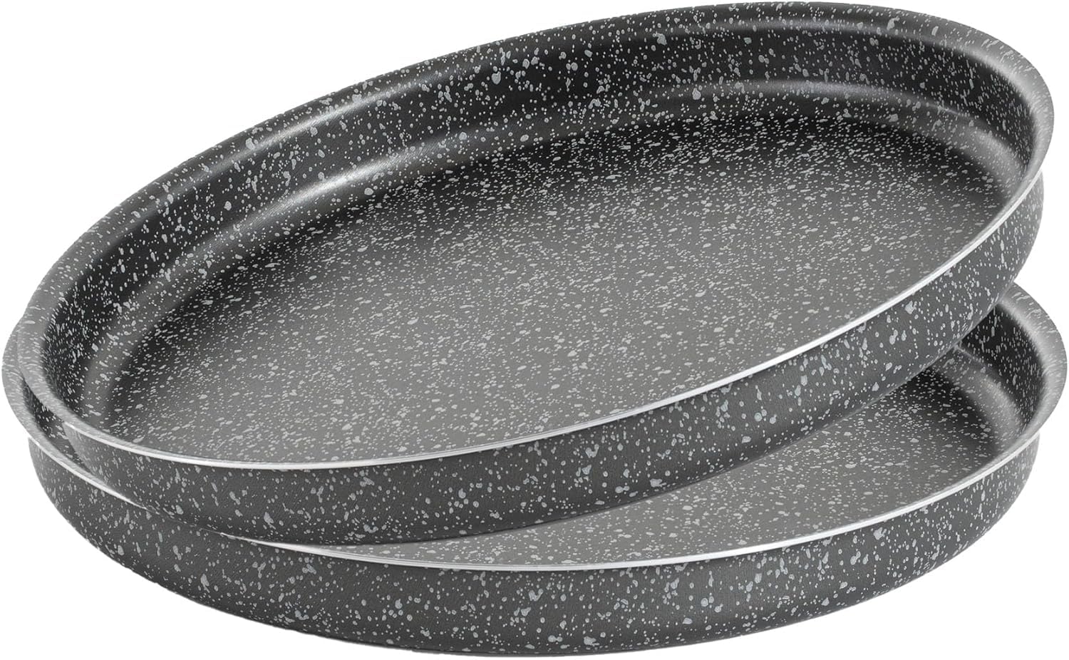 Vulcania - Moule à pizza et farinata - 34 cm - Fabriqué en Italie - Haut revêtement antiadhésif - En aluminium - Léger et facile à nettoyer - Effet pierre - Série Vulcania (2 moules)