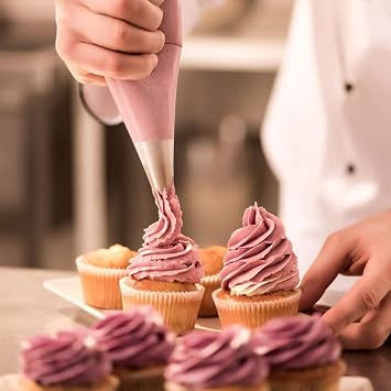 Piping Bags and Nozzles Cake Decorating Set with Silicone Bag, Tips, Coupler | Reusable Pastry Bags and Nozzle for Cake, Pastries, Cupcake, Baking (Pack of 14)