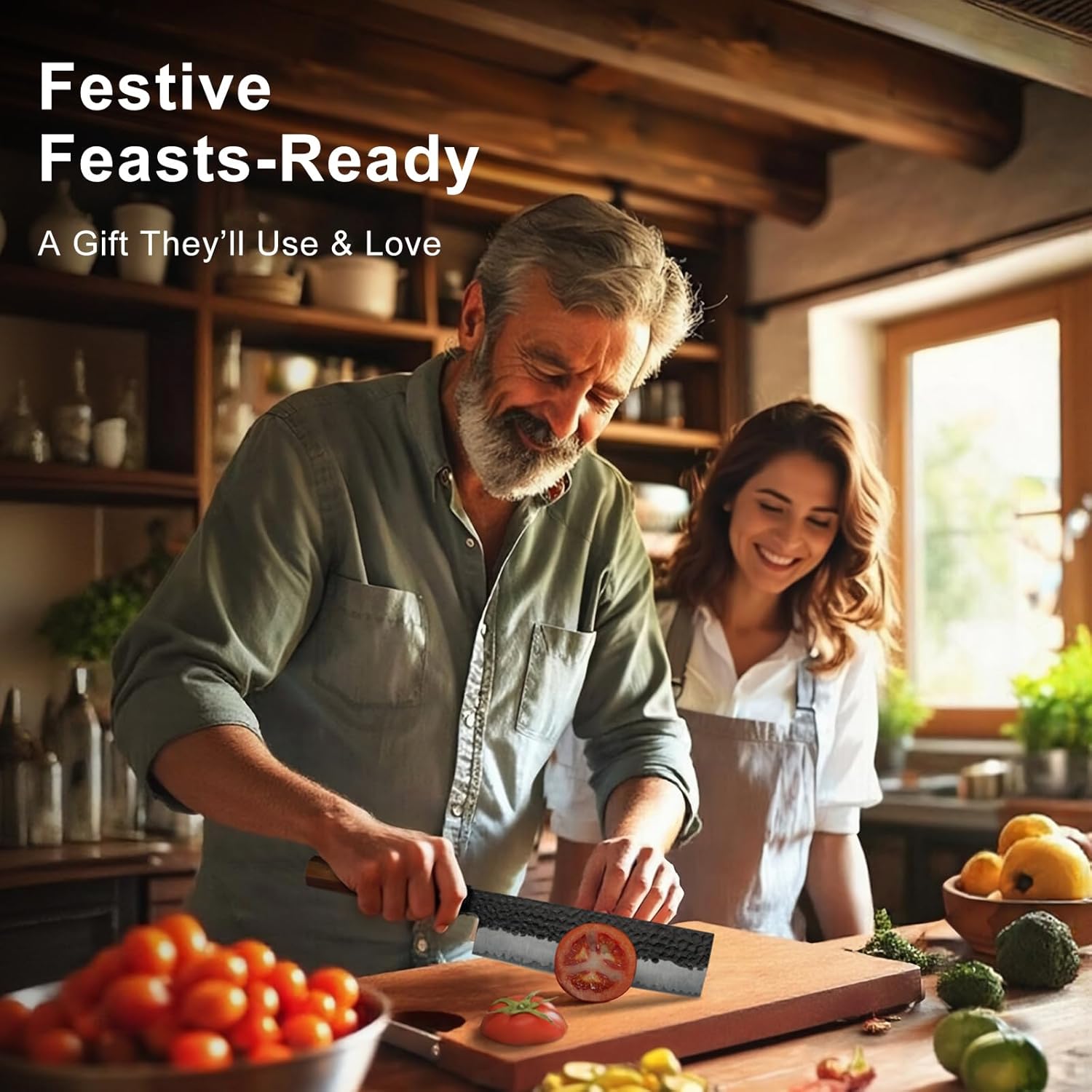 7 Inch Japanese Nakiri Knife, High Carbon Stainless Steel Kitchen Chopping Knife, Hand Forged of 5 Layers Professional Japanese Chef Knife, Comfortable Grip Rosewood Handle Vegetable knife - Image 9