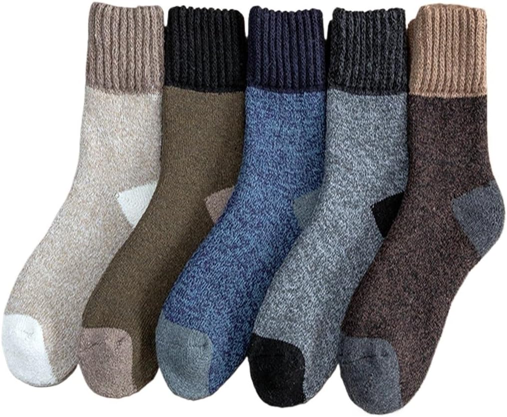 5 Pairs Of Winter Socks Men’s Cycling Warmth Super Thick Tube Snow Warm Gifts