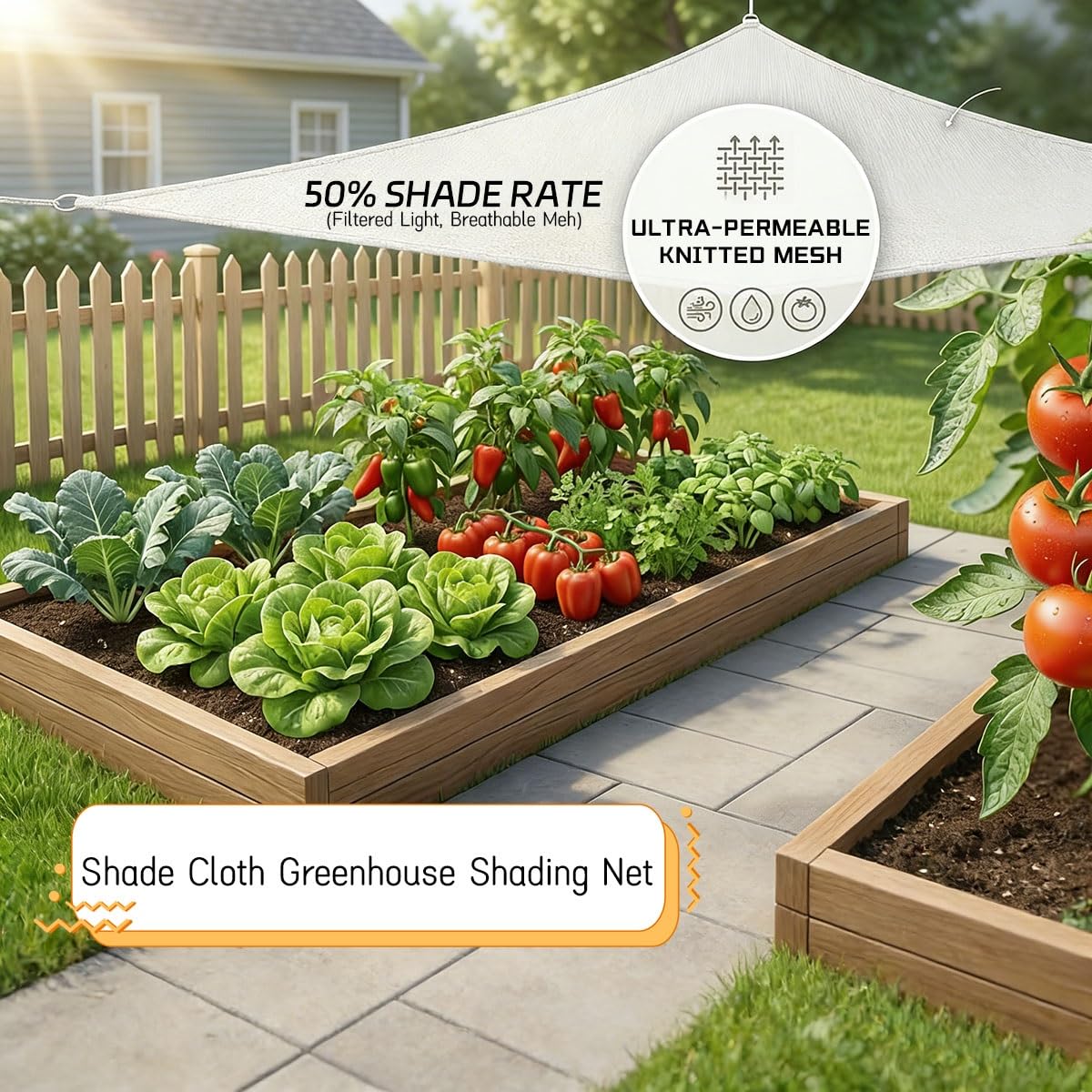 BeOutdoor Protect Filet de protection solaire 50 % en maille avec œillets pour serre et jardin Blanc