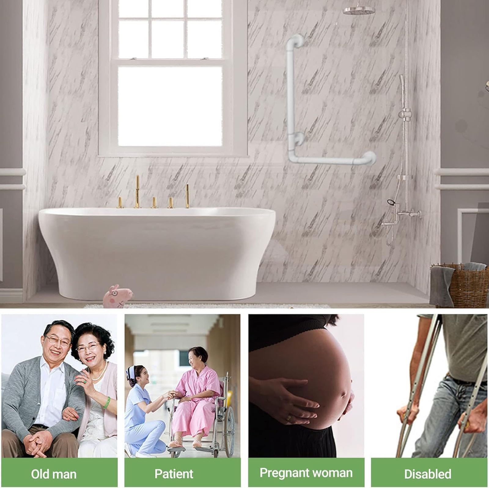 Asas de sujeción para personas mayores, antideslizante asidero de inodoro,forma en L, mango de sujeción de pared, para inodoro, baño, Seguridad y ayudas para el baño (Size : 60 * 40cm)