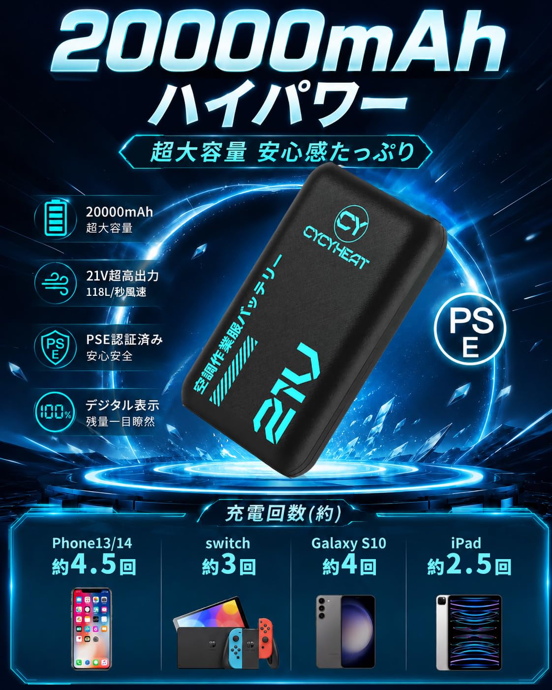 Amazon.co.jp: 空調作業服 ファンバッテリーセット【超高出力 超強風