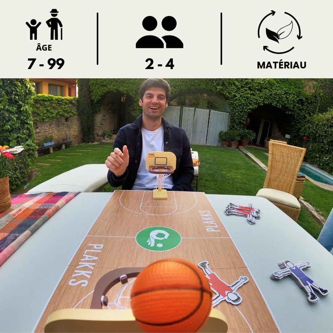 PLAKKS Basketball | Jeu de société de Basket pour Enfants et Adultes | De 7 à 99 Ans | Jeu Amusant d’adresse et de précision | Cadeau Original pour Toute la Famille | pour 2 Joueurs ou Plus
