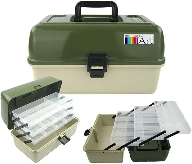 Ace Arts 3 Tray Cantilever Artists Craft Box. Storage for Art Materials, Media, Paints, Sewing, Knitting, Macrame, Embroidery etc.