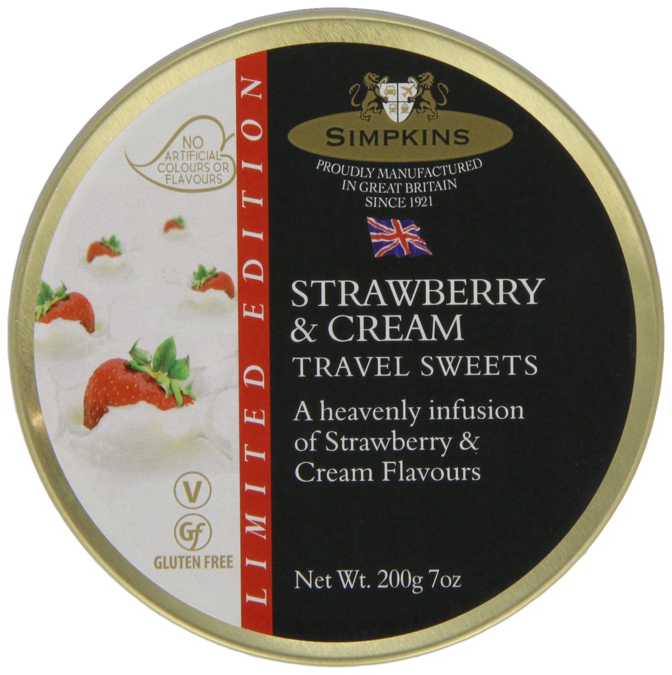 Simpkins Strawberry and Cream Flavour Travel Sweets 200 G (Pack of 6)
