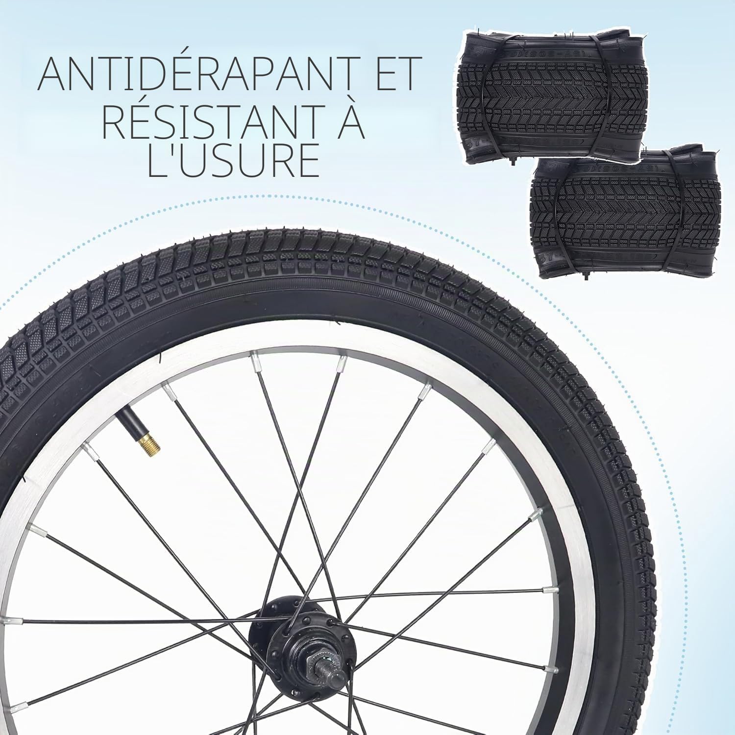 ZUKKA Lot de 2 pneus de vélo 16" 16 x 2,125-57-305 et 2 Chambres à air de 16" pour BMX, VTT, vélo d'enfant, Tricycle, Cruiser