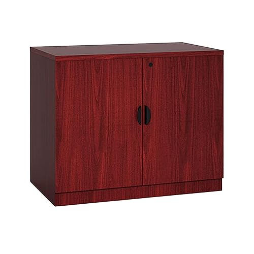 Benzara Doe Office Storage Cabinet with 2 Doors, Mahogany Red,