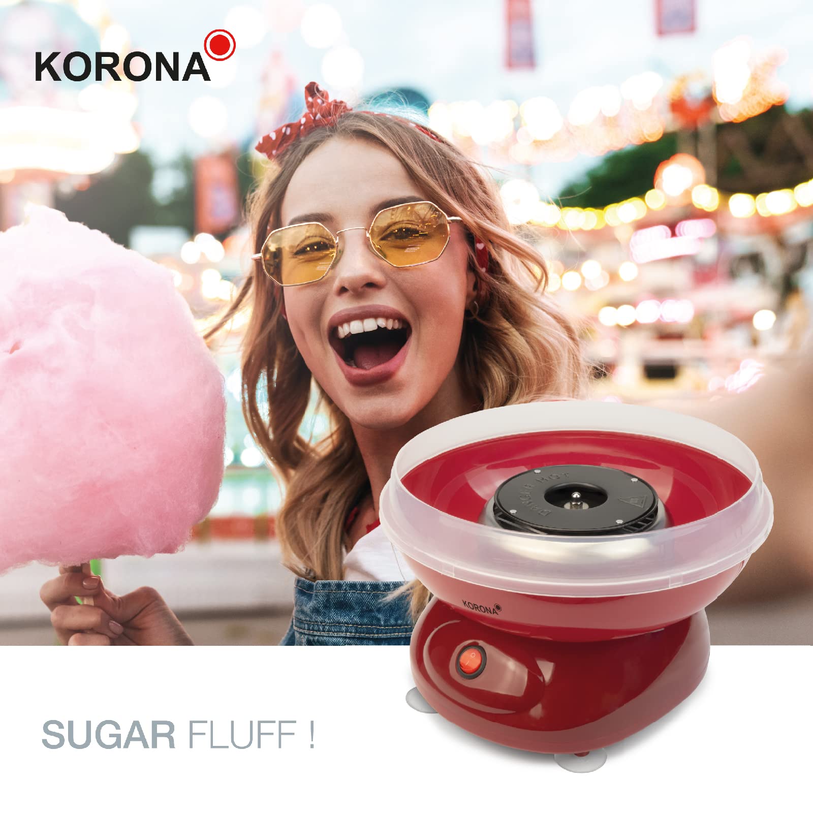 Korona 41200 Zuckerwattemaschine 500 Watt Inkl. Dosierlöffel 10 Holzstäbchen
