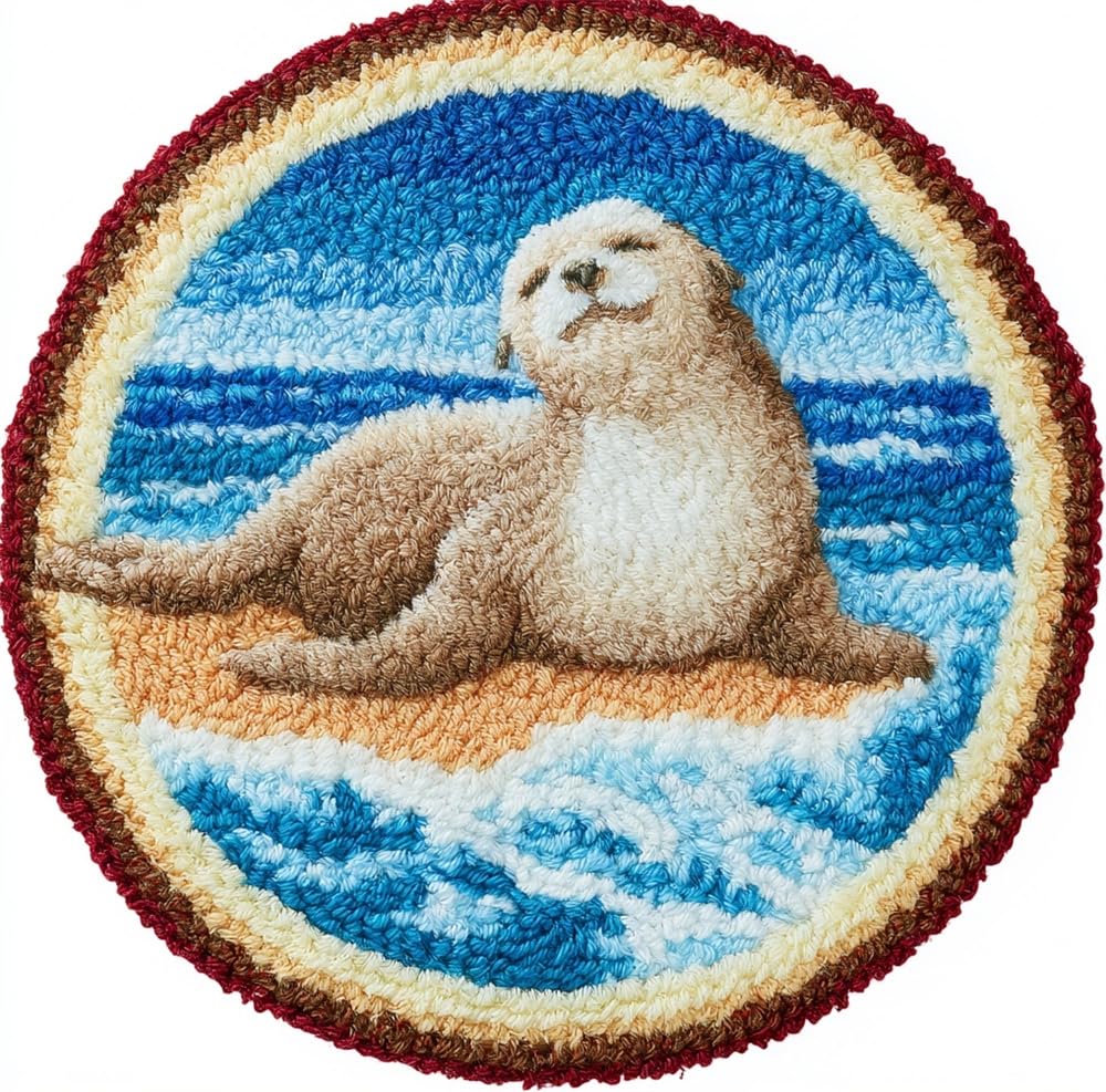 kitphoenix Rug Making Kit for Adults Smiling Sea Lion