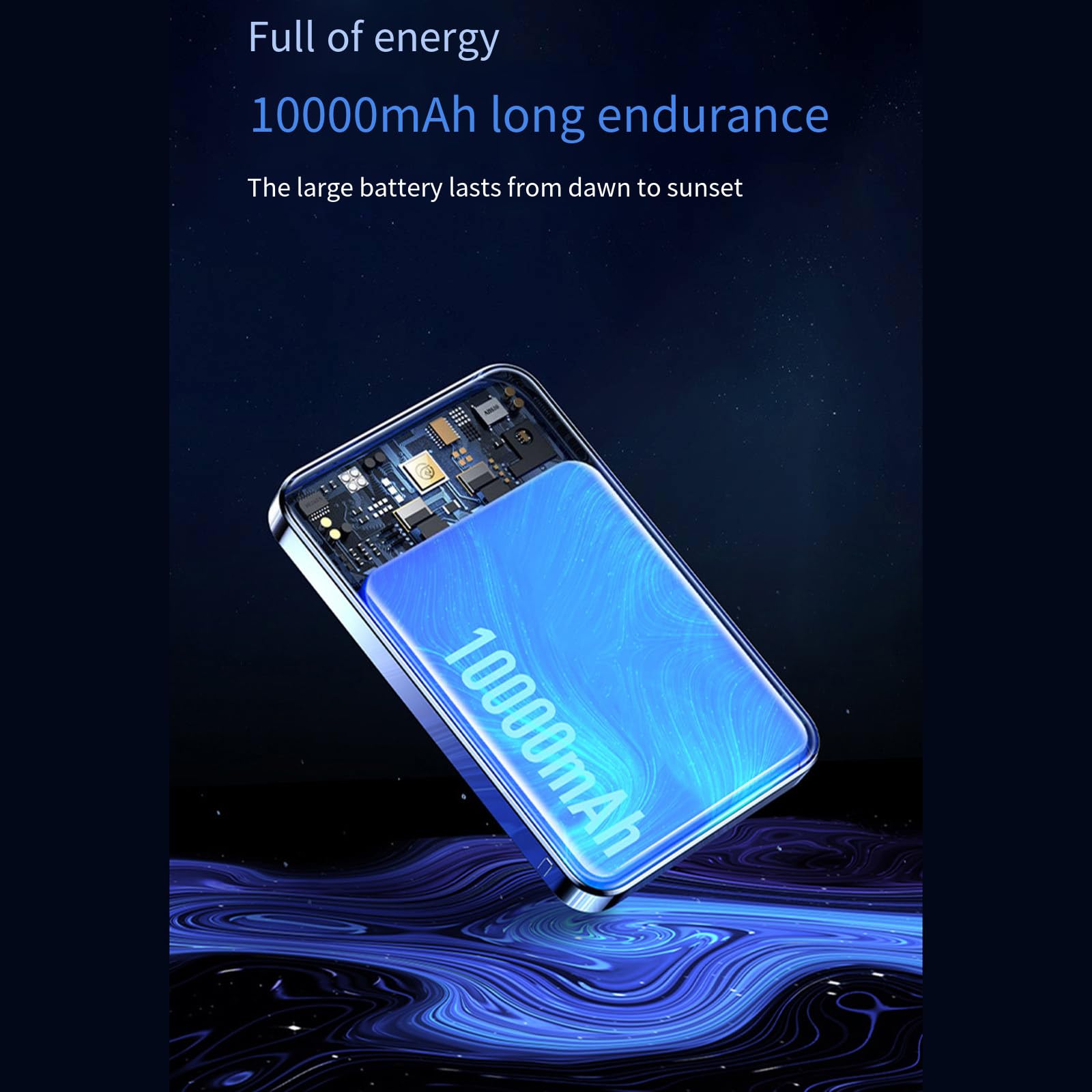 Inteligentny magnetyczny powerbank ssący: szybkie ładowanie 15 W, akumulator o dużej pojemności 10000 Mah, z funkcją odblokowywania linii papilarnych,A