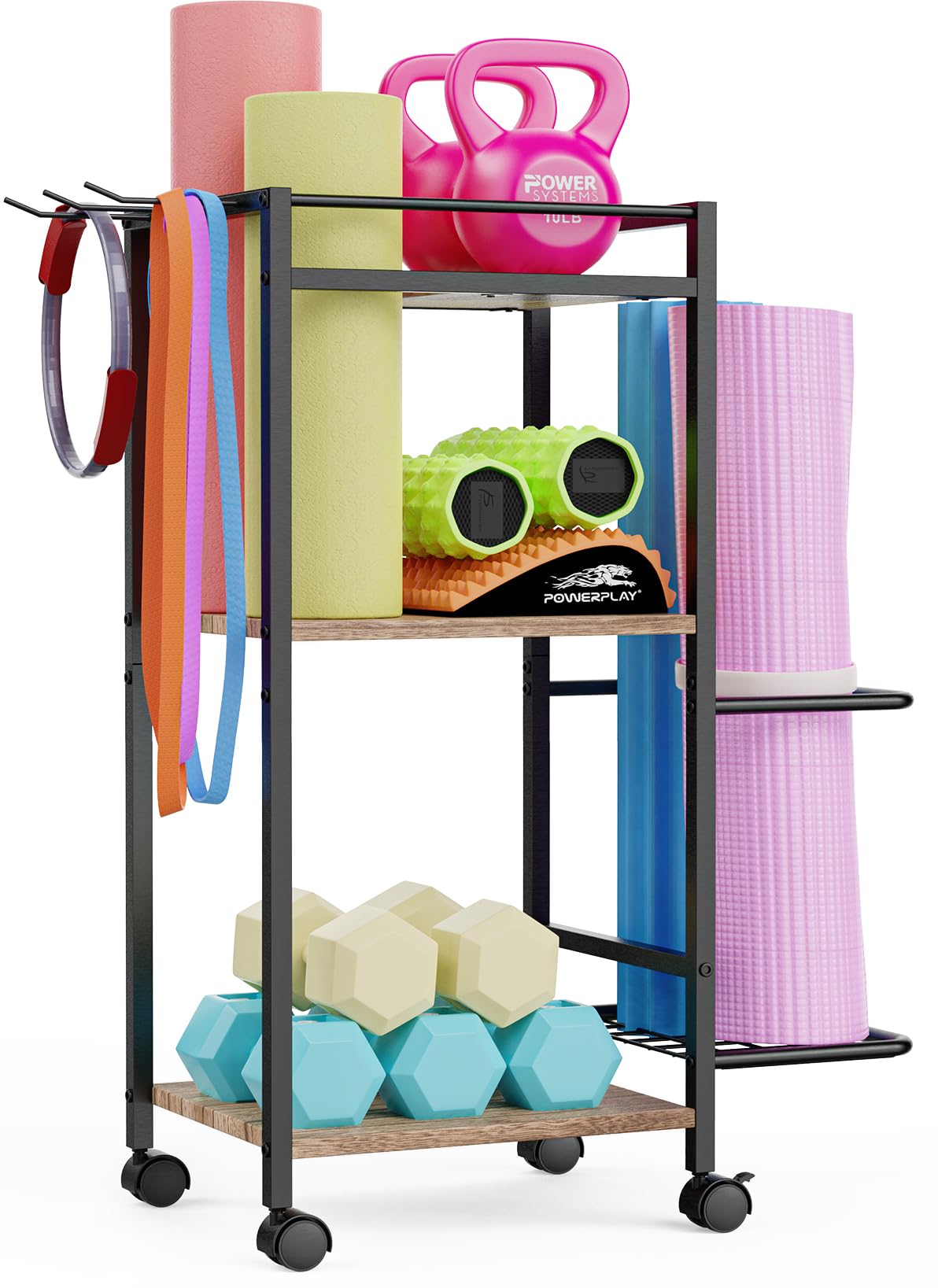 Emfogo Yoga Mat Storage Rack, Home Gym Storage Rack, Yoga Mat Holder, Foam Roller, Gym Organizer Gym Equipment Yoga Mat Workout Storage for Fitness Gea Home Exercise (B0D91XH1SH) Amazon Price History, Amazon Price Tracker