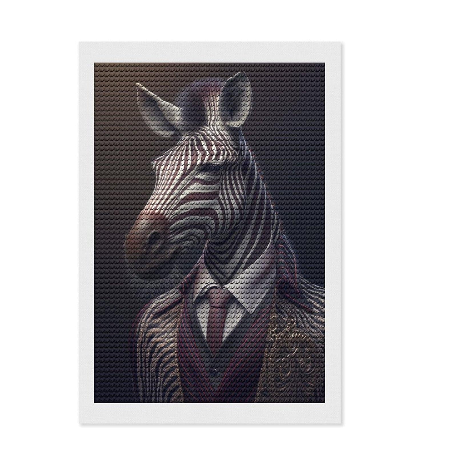 Junmoney Fantasy Zebra Fancy Suit Diamond Art Kit 8"x12", for Women, for Adults, Full Kit Included, Thoughtful Present, Festive Craft Gift