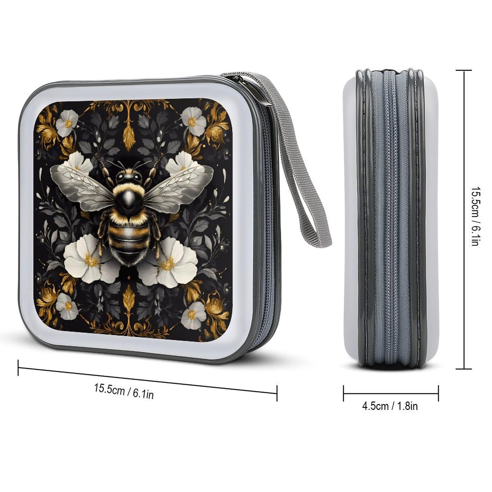 Big_4x_art_high_Bee CD Case Portable DVD Holder Storage Organizer for Home Travel