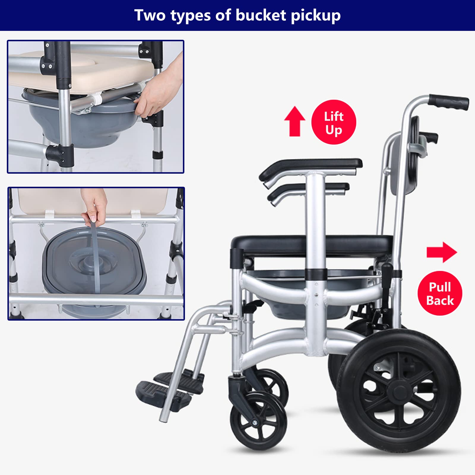 Silla de Ruedas de Transporte, Silla de Ruedas Manual Multifuncional, portátil y Plegable con aleación de magnesio, 18.7lbs,Black