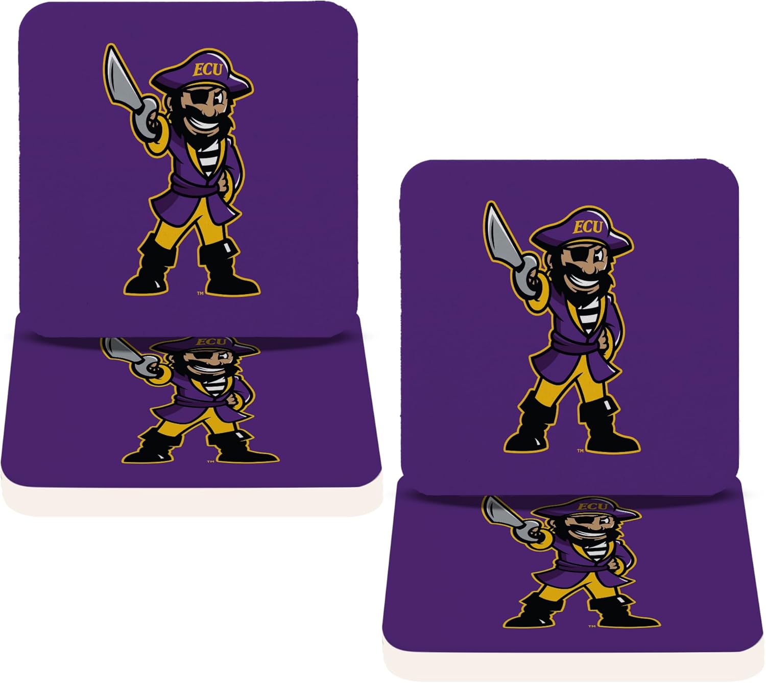Desert Cactus East Carolina University Coaster ECU Pirates Water Absorbent Drink Square Coasters - Made from Natural Sandstone (Square 4 Pack - E)