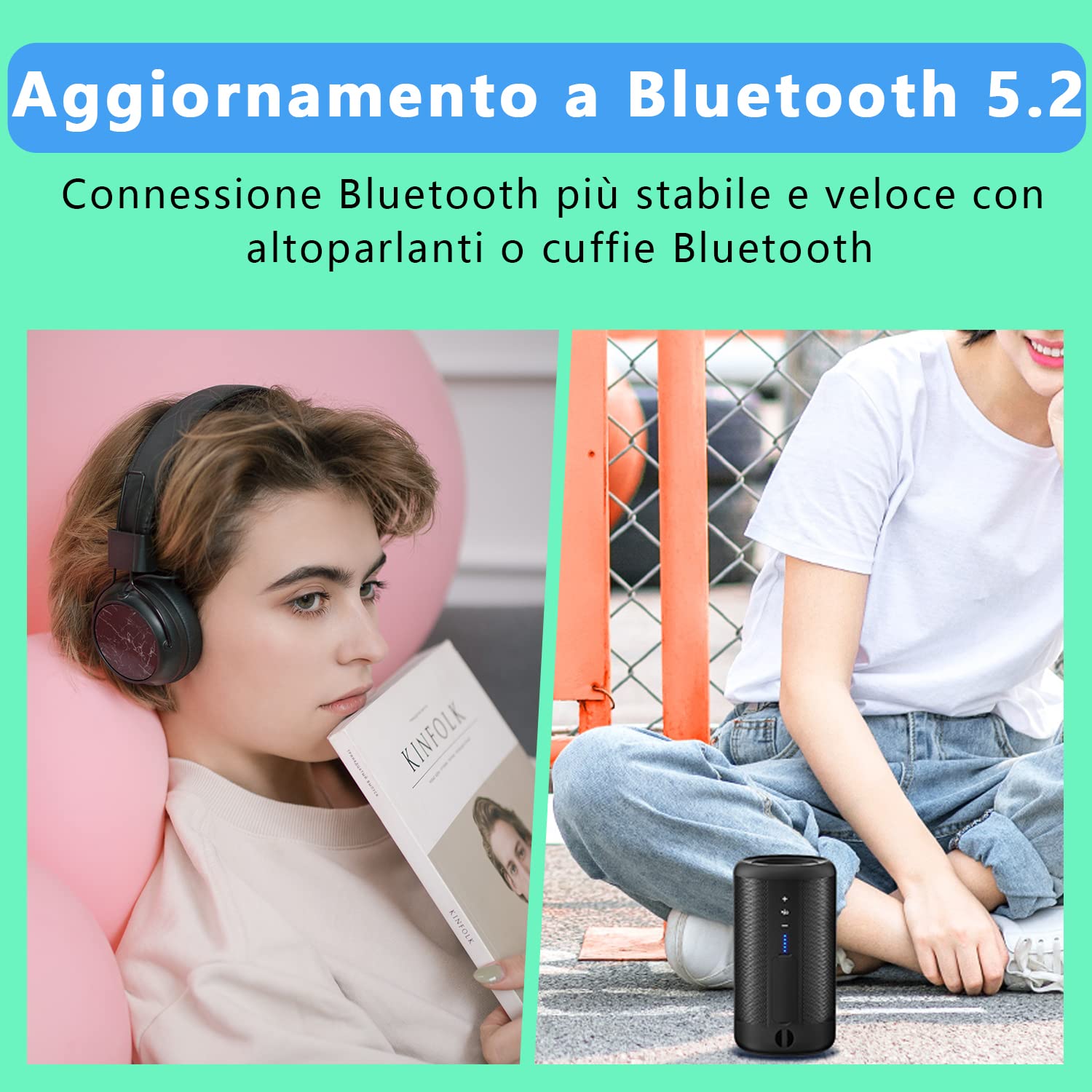 64GB Lettore MP3 con Bluetooth 5.2, AiMoonsa Lettore Musicale con Altoparlante HD Integrato, radio FM, Registratore Vocale, Suono HiFi, Peso 0,15 lb, Funzione E-book, Auricolari Inclusi