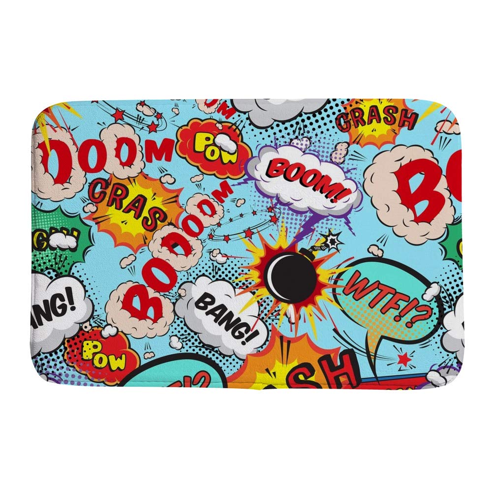 Paillasson velours corail motif cartoon fond dialog pour décorer votre entrée