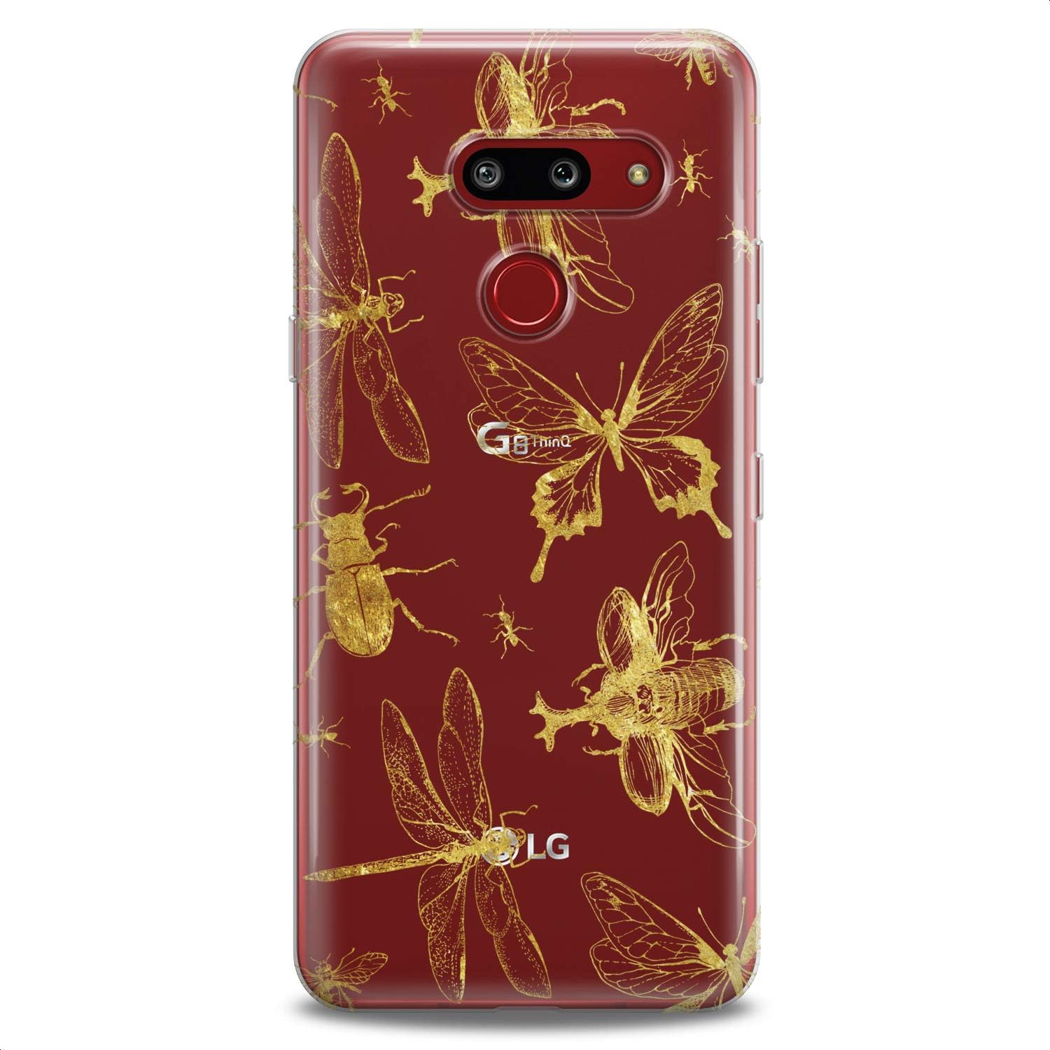 Case Replacement for LG G7 ThinkQ Fit Velvet G6 V60 5G V50 V40 V35 V30 Plus W30 Flexible Silicone Print Insect Kawaii ButterflyThemed Kid Clear Phone Girl Slim fit Golden Soft Design Cute Cute image 4