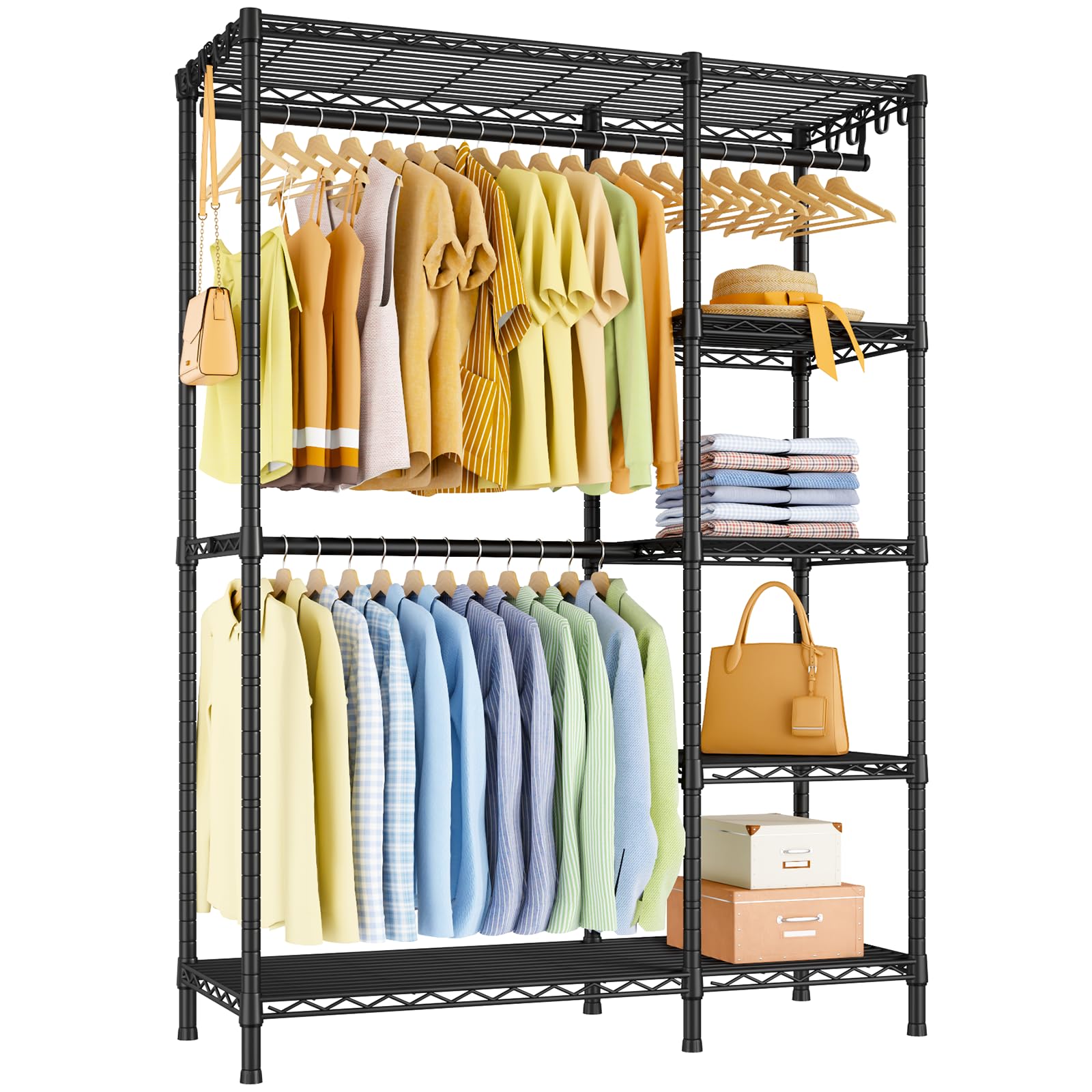 Ulif F2 Clothes Rack 5 Tiers Heavy Duty Garment Rack for Bedroom Freestanding Adjustable Closet Storage Organizer 46